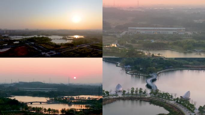 佛山狮山镇博爱湖航拍