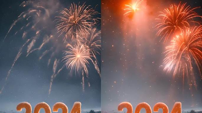 【竖屏】2024龙年新年跨年烟花片头片尾