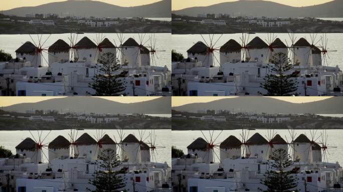 希腊米科诺斯岛著名风车的美丽照片。