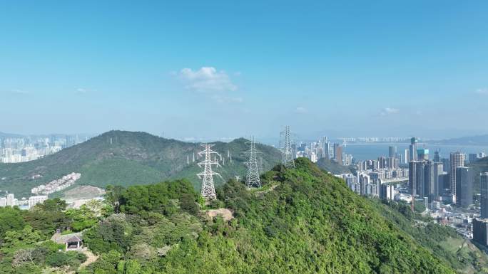 小南山公园航拍山顶山峰深圳南山区森林山脉