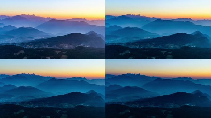 暮色蓝调山川群山大地山峦层层叠叠远山