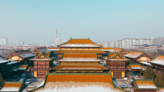 航拍聊城护国隆兴寺雪景