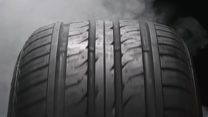 烟雾中旋转的轮胎