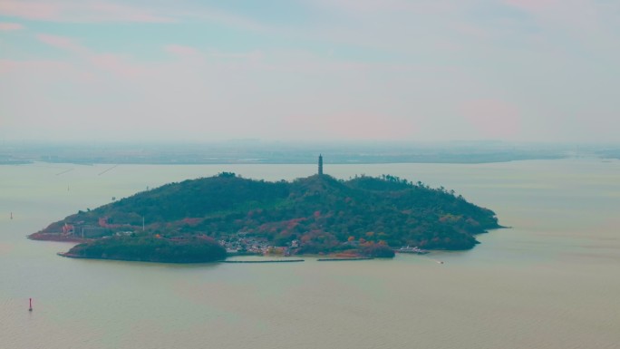 航拍巢湖峔山岛