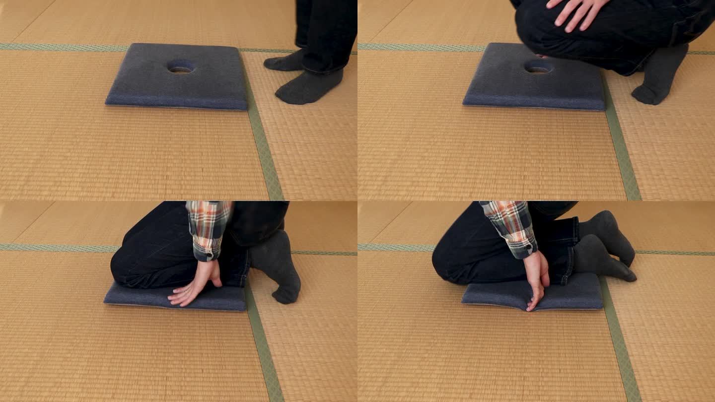 在日本人的房间里，一个男人坐在垫子上抽搐