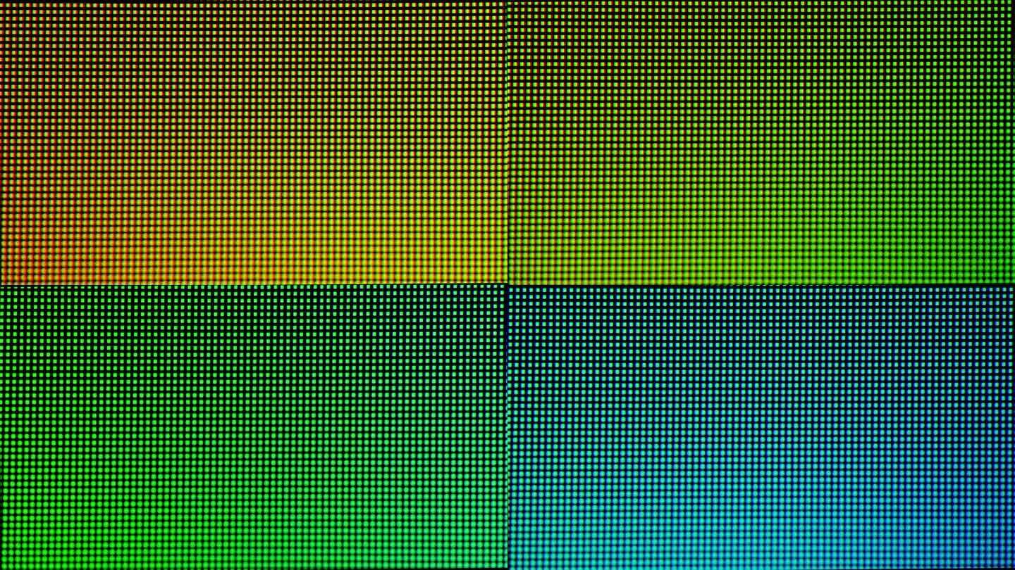 彩色OLED显示屏的微距镜头。