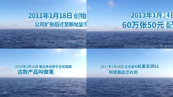 开场震撼大气海面大事记文字标题ae模版