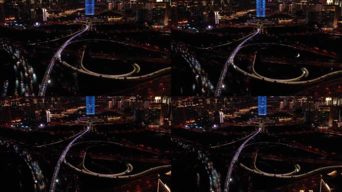 4K原素材-航拍金水路立交桥、郑州晚高峰