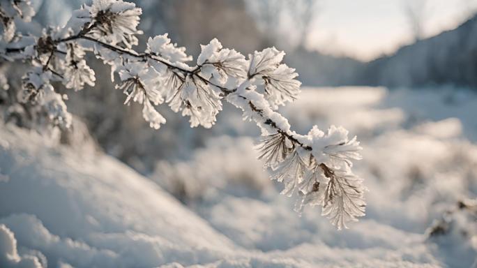 寒潮降温降雪雨雪天气唯美冬天冬季雪景东北