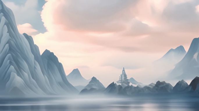 超宽屏幕山水穿梭动画中式中国风