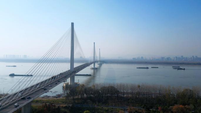 航拍南京江心洲大桥