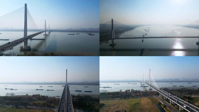 航拍南京江心洲大桥