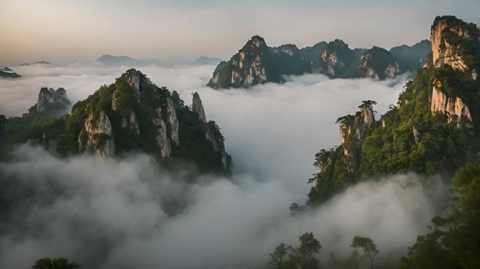 4K高山云海航拍大自然风景森林山脉