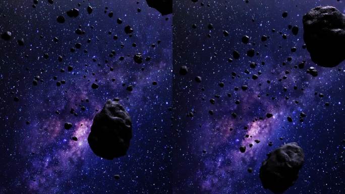 太空中的小行星与银河系