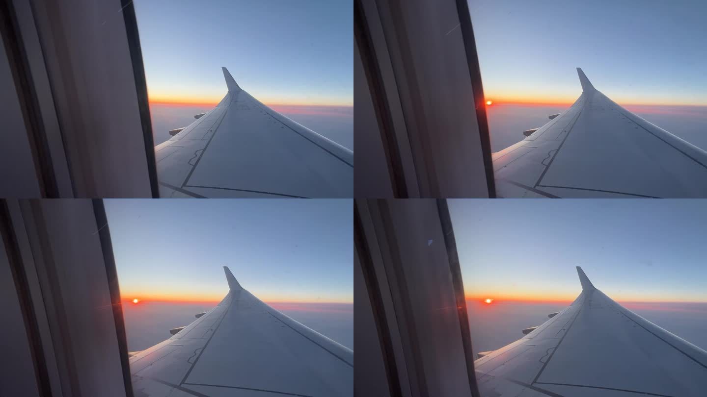 16飞机看窗外日落-