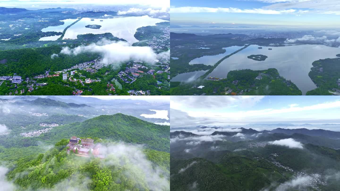杭州西湖平流雾航拍航拍