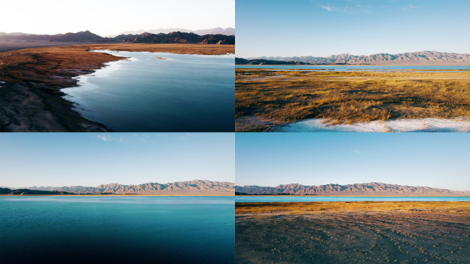 【4K】航拍夕阳下的青海小柴达木湖