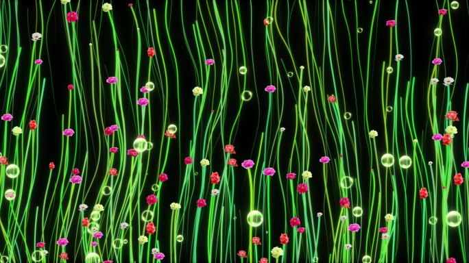 8k沉浸式粒子花草玫瑰植物生长大屏幕投影