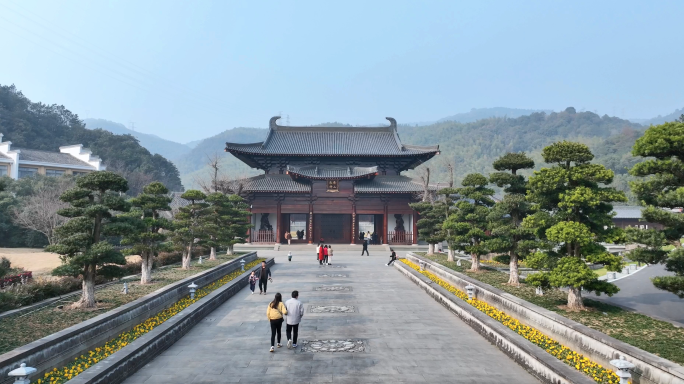 航拍宁波镇海香山教寺