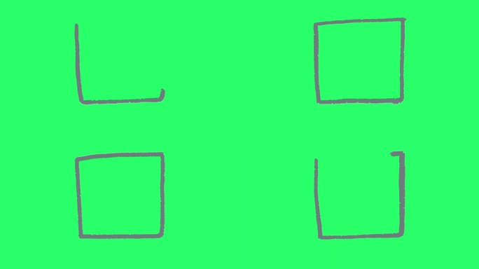 动画蓝色简单的正方形在绿色的屏幕上。