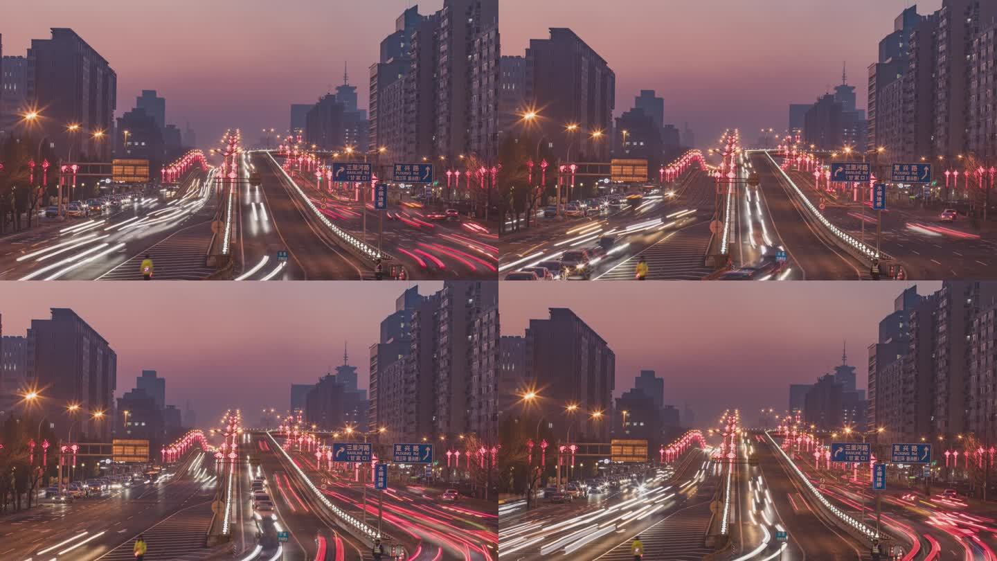 北京木樨地桥落日高清延时