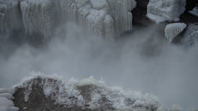 壶口瀑布冬季雪景风光