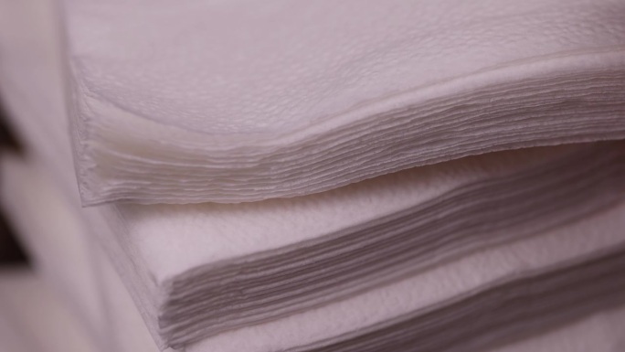 白色餐巾纸特写，新型纤维素餐巾纸