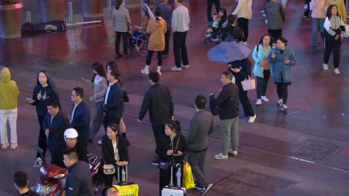 长沙黄兴广场五一广场夜晚夜景人流游客长沙