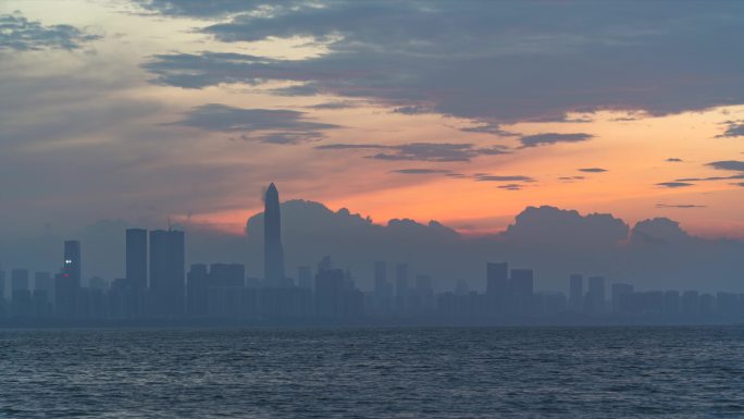 深圳湾日出剧场日出朝霞延时