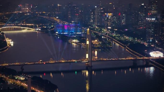 广州城市夜景航拍