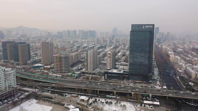 济南雪景 二环东路 解放路 高架桥 车流