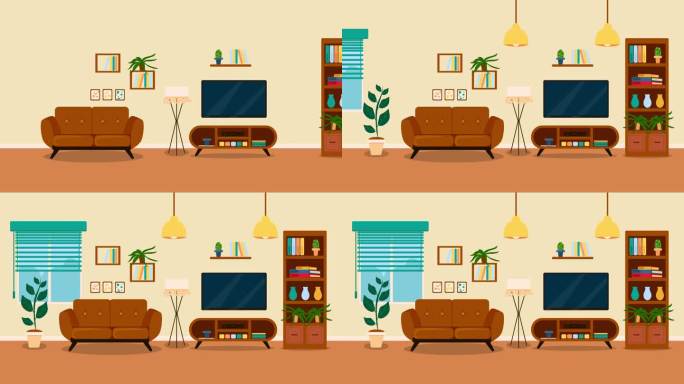 4K分辨率，客厅。公寓客厅室内设计，采用时尚、高品质的家具设计。居家生活空间的概念。家居雅致，地板合