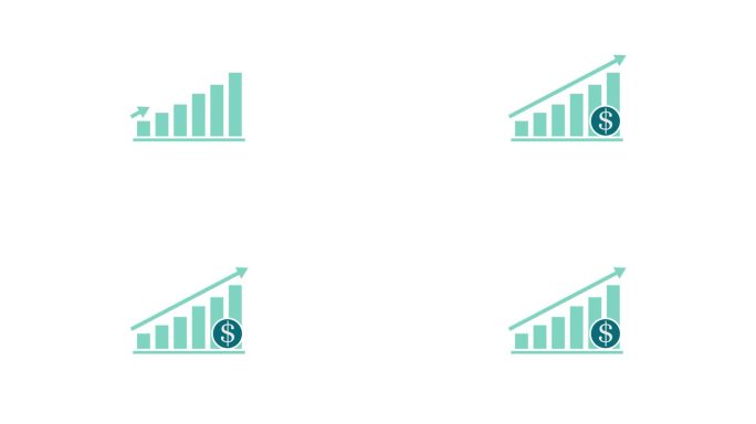 业务图形图标动画与美元符号。增长的概念
