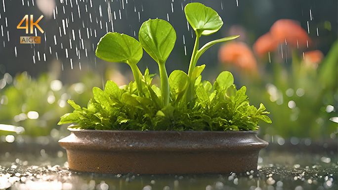 春天万物生长 植物发芽 阳光雨水滋润大地