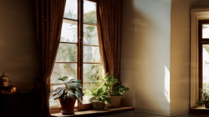 6k窗口花盆植物