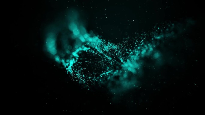 抽象的蓝色魔法闪烁在空中飞行在慢动作和形成美丽的漩涡。火花漂浮在粘性液体中。作为alpha通道使用l