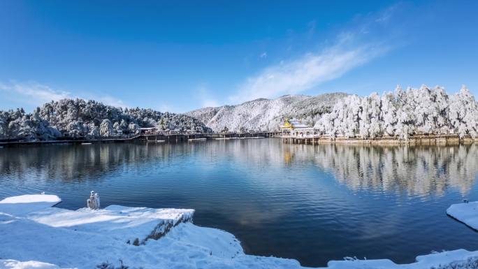 庐山如琴湖雪景延时