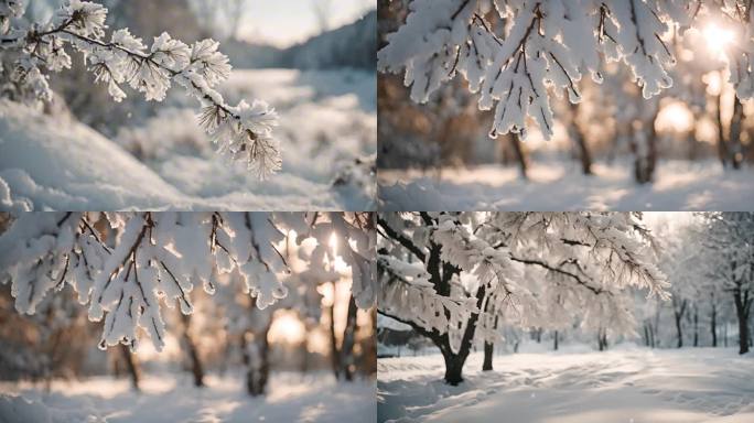 寒潮降温降雪雨雪天气唯美冬季雪景东北02