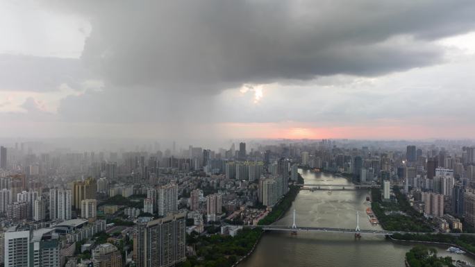 【4K】城市风暴 下雨 延时