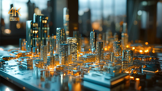 全息城市 高科技都市 玻璃模型 全息投影