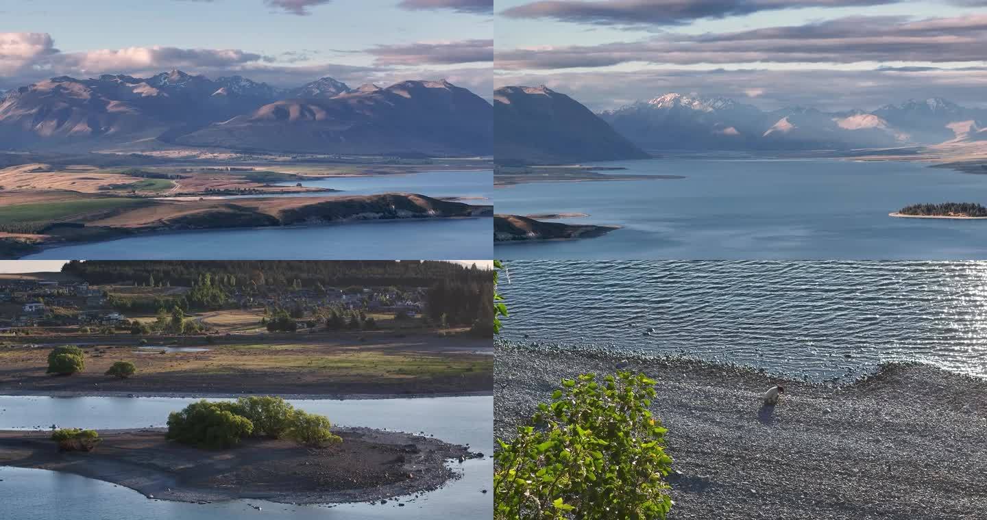 4K航拍新西兰特卡波湖畔风光