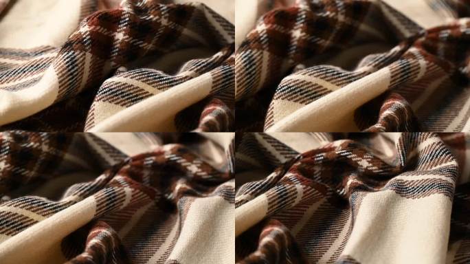 柔软的格子呢绒，时尚工业，暖色调舒适毛毯