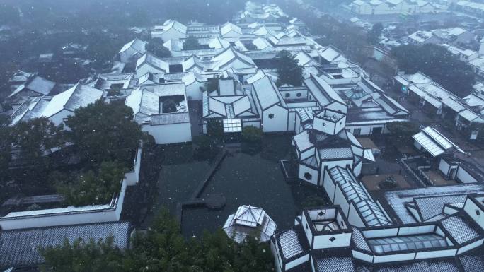 苏州博物馆雪景航拍