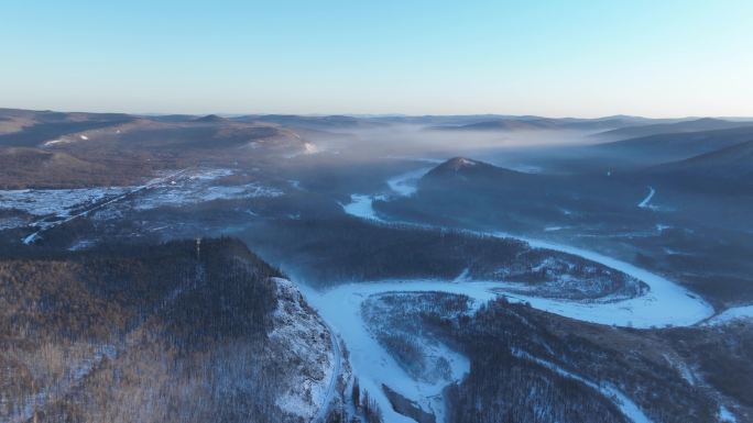 延时 黎明林海雪原冻雾迷漫