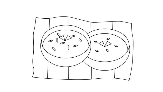 典型的印尼菜沙拉比图标的动画草图