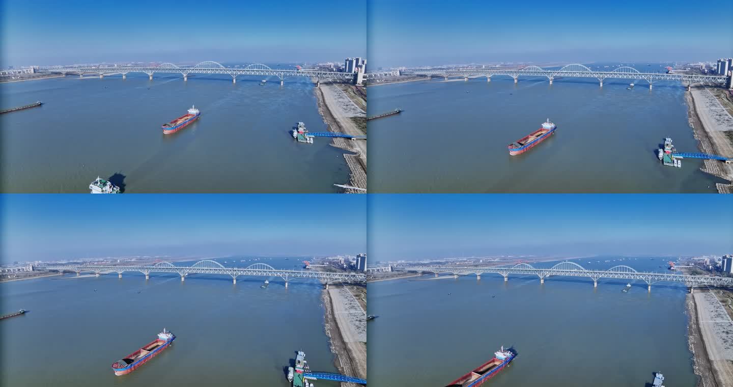【正版素材】九江长江大桥航拍0691