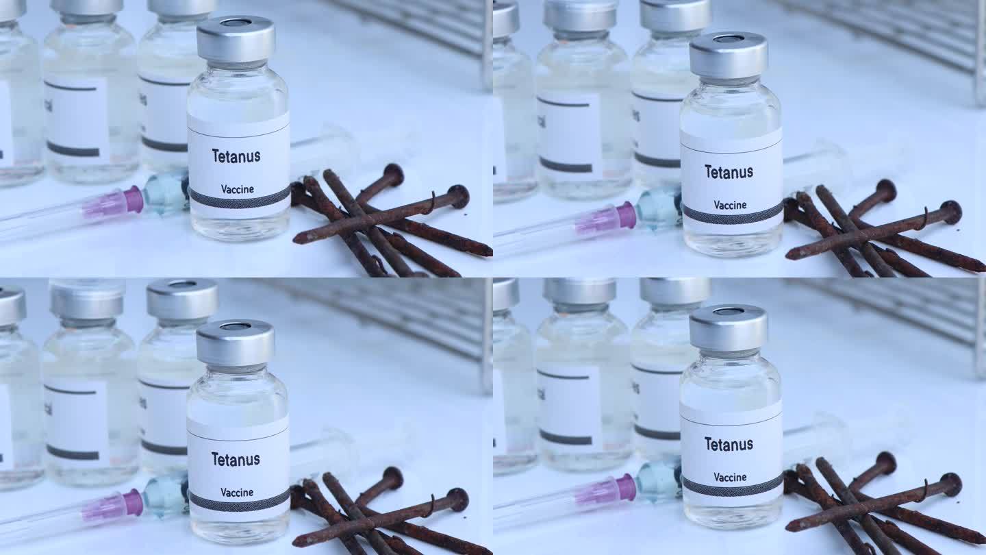 破伤风疫苗装在小瓶中，免疫和治疗感染