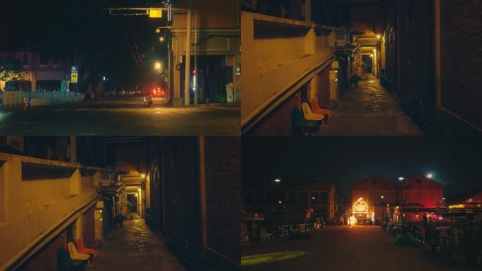 广州 城市夜景 巷子 街景 街道 霓虹灯