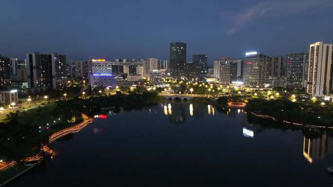 中新广州知识城凤凰湖夜景航拍6