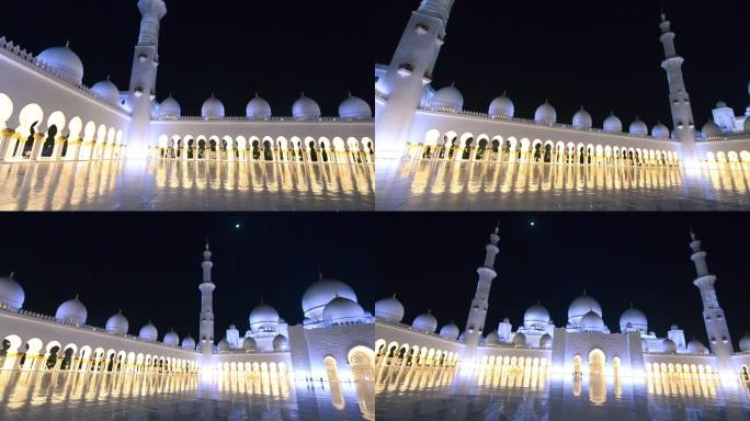 阿布扎比谢赫扎耶德大清真寺的夜景